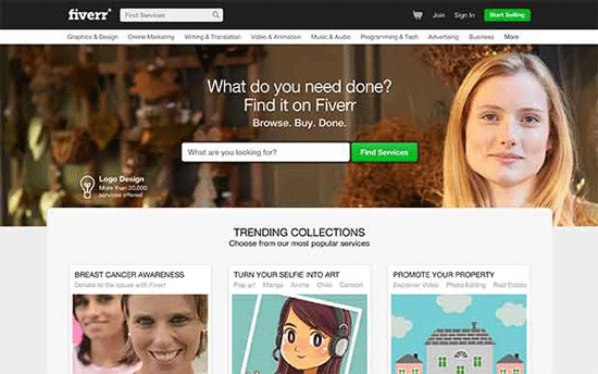 Fiverr یکی از سریعترین وب سایت های آنلاین آزاد
